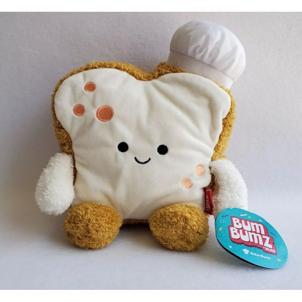Bumbumz Bakerbumz BARB the SLICE OF BREAD 7.5" Bum‎ Bumz plush TOAST Baker Chef